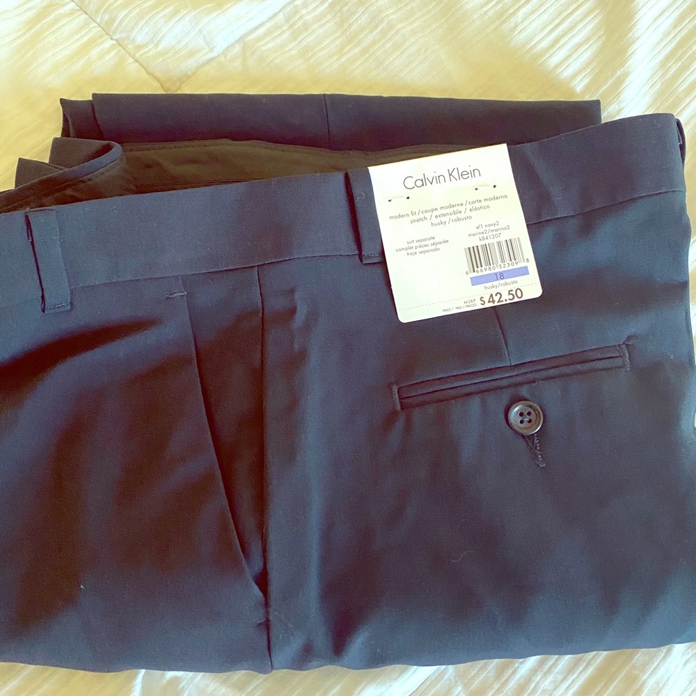 Calvin Klein Big Boys' Flat Front Pant ,18 Husky